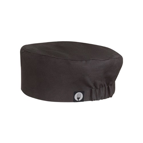 CHEF BEANIE BLK ELASTIC BACK ONE SIZE