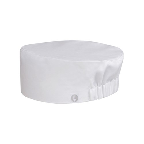 CHEF BEANIE WHT ELASTIC BACK ONE SIZE