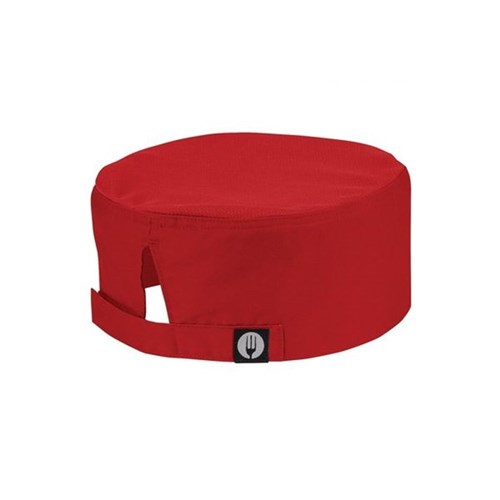 CHEF BEANIE COOL VENT RED VELCRO BACK ONE SIZE