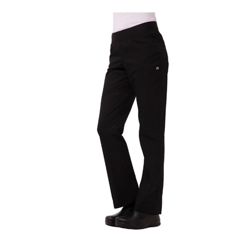 Chef Pants Ladies Slim Fit with Drawstring Black Large