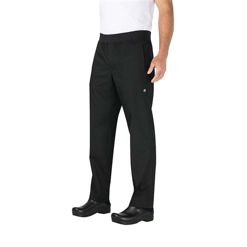 Lightweight Slim Fit Men Chef Pants with Drawstring Black Small