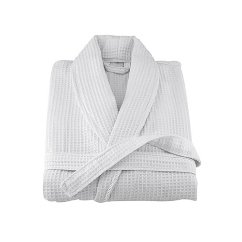 Cotton Waffle Bath Robe White 