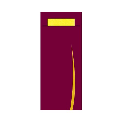 Bari Paper Cutlery Pouch Maroon/ Yellow 202x85mm 